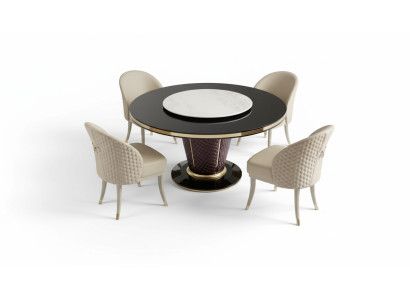 Design round table 4x armchairs dining room seat cushions round tables