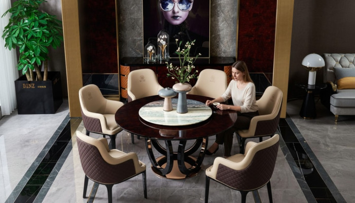 Design Round Dining Room Chair Set Metal Tables Armchair 4x Chairs + Table