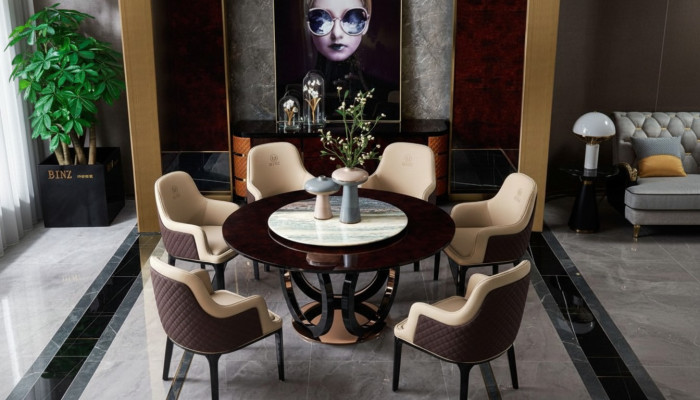 Design Round Dining Room Chair Set Metal Tables Armchair 4x Chairs + Table