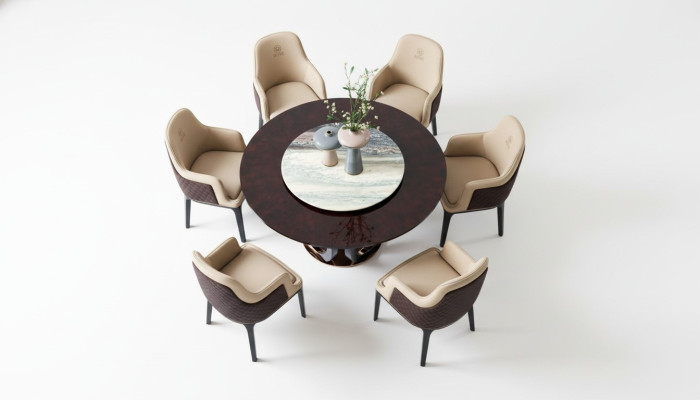 Design Round Dining Room Chair Set Metal Tables Armchair 4x Chairs + Table