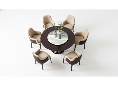 Design Round Dining Room Chair Set Metal Tables Armchair 4x Chairs + Table
