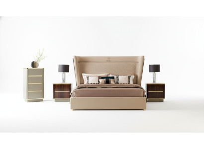 Designer bedroom bed 2 bedside tables dresser 4-piece set new