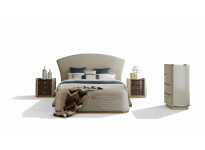 Bedroom bed stool 2x nightstand complete sets leather furniture