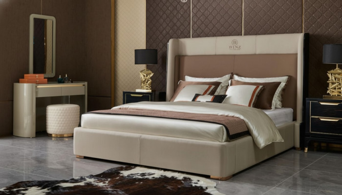 Bed Bedroom Set Design Furniture Luxury Beds 2x Nightstand 3-piece Bed Frame