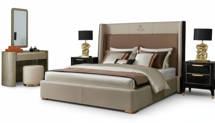 Bed Bedroom Set Design Furniture Luxury Beds 2x Nightstand 3-piece Bed Frame