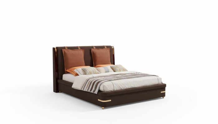 Bed Cushion Design Luxury Metal Double Beds Matrimonial Sleep Room Leather