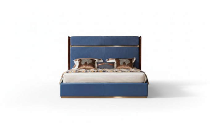 Classic bed frame leather bed blue luxury beds bedroom furniture