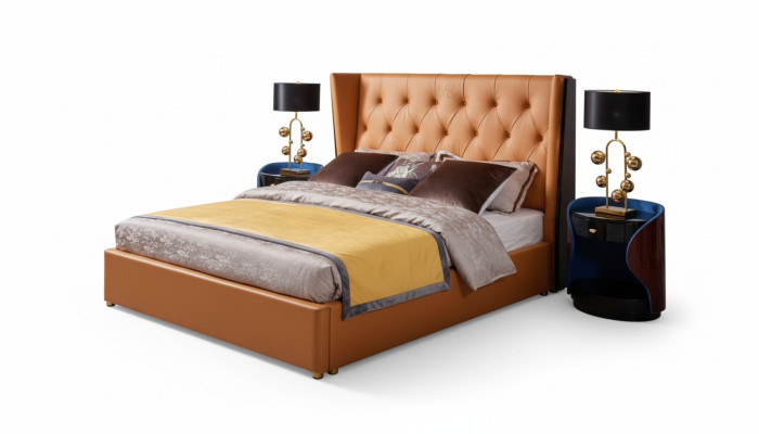 Classic bed frame, bedroom furniture design, 3-piece bed set