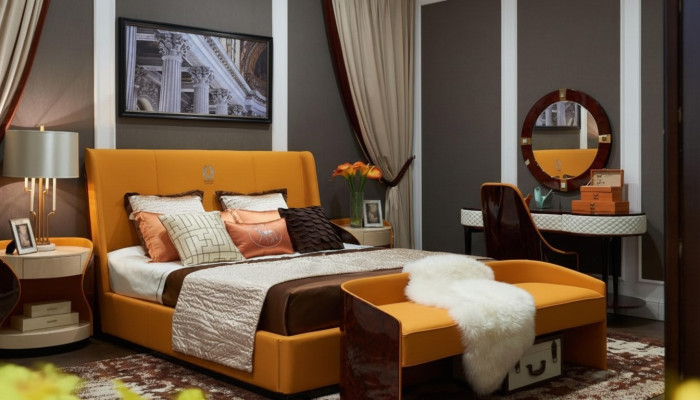 Bedroom 7-piece set luxury furniture bed stool mirror nightstand bed frames