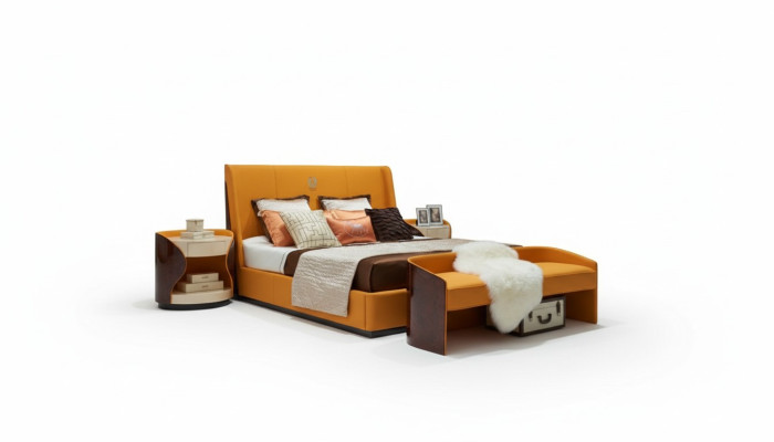Luxury bedroom double bed 180x200cm leather new hotel beds