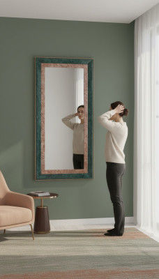 Modern large mirror wall mirror real wood frame hanging mirror luxury furniture