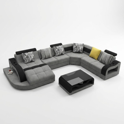 U-shaped sectional sofa couch upholstered designer textile large fabric sofa living landscape