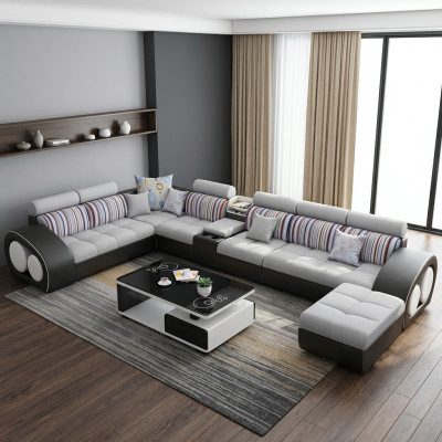 Designer sofa couch corner sofa with stool set upholstery living landscape L-shape