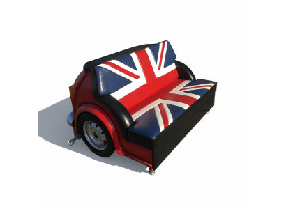 Retro Union Jack Sofa Car Furniture Garage Auto Sofa Couch Upholstered Two-Seater