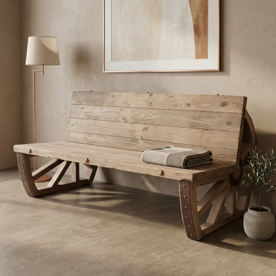 Garden bench wood park bench solid bench garden garden furniture 3-seater wheel furniture