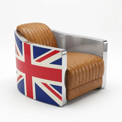 Genuine Leather Vintage Leather Armchair Designer Armchair Rocket Union Jack Vintage Cigar