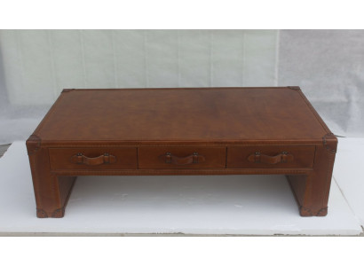 Coffee table living room table chest side table in vintage style table 147x85cm leather