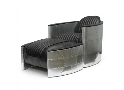 Armchair Ottoman Vintage Leather Luxury Genuine Leather Retro Armchair Design Club Chair