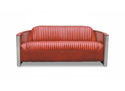 Genuine leather design vintage design sofa triple aluminum sofa 3-seater Bordeaux