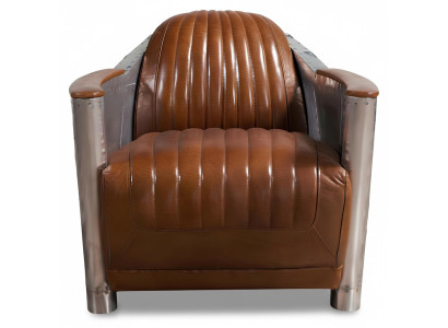 Armchair genuine leather couch sofa club lounge retro aviator vintage aluminum airplane