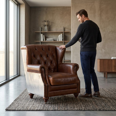 Wing chair Beautiful vintage Chesterfield wingback armchair club chair