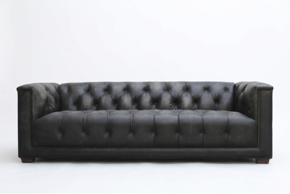 Chesterfield Vintage Black Shabby Leather Sofa Couches Sofa Couch
