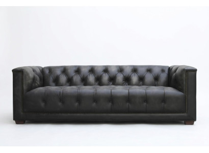 Chesterfield Vintage Black Shabby Leather Sofa Couches Sofa Couch