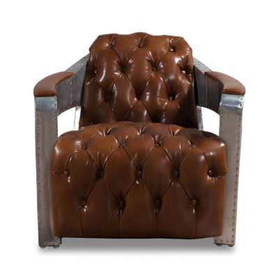 Armchair Aviator Chesterfield Shabby Vintage Chair Leather Armchair Club Lounge Design