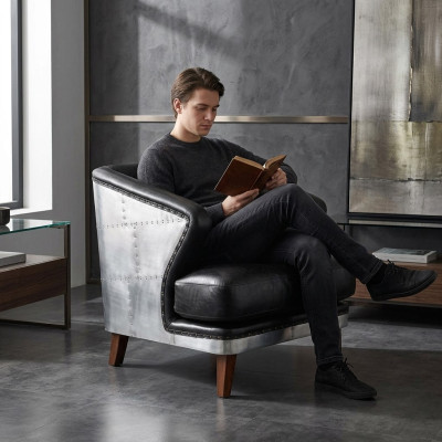 Club chair black leather leather armchair vintage armchair furniture relax