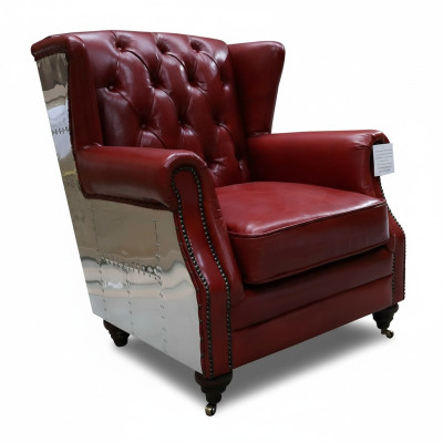 High-back armchair genuine leather vintage Chesterfield leather recliner leather armchair new