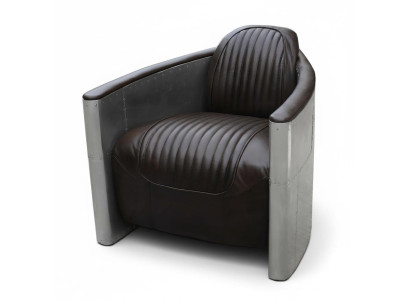 Aviator Sofa Armchair Couch Club Lounge Aluminum Airplane Retro Genuine Leather Vintage