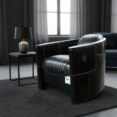 Aviator Sofa Armchair Couch Club Lounge Vintage Aluminum Airplane Retro Genuine Leather
