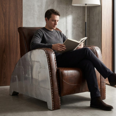 Cocktail armchair leather vintage leather armchair armchair aviator lounge club furniture sofa
