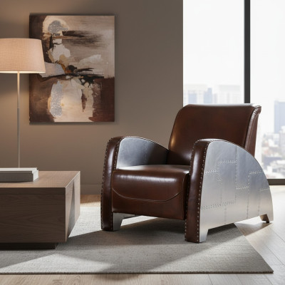 Cocktail armchair leather vintage leather armchair armchair aviator lounge club furniture sofa