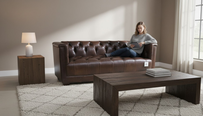 Sofa 3-Seater Chesterfield 3-Seater Vintage Brown Shabby Leather Sofa