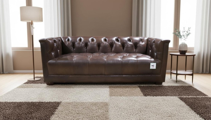 Sofa 3-Seater Chesterfield 3-Seater Vintage Brown Shabby Leather Sofa