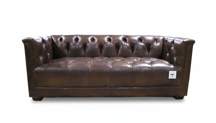 Sofa 3-Seater Chesterfield 3-Seater Vintage Brown Shabby Leather Sofa