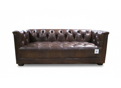Sofa 3-Seater Chesterfield 3-Seater Vintage Brown Shabby Leather Sofa