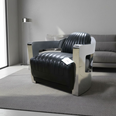 Leather armchair, armchair, aviator club chair, Art Deco cocktail chair, TV armchair, new.