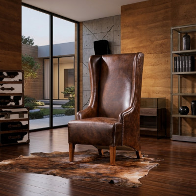 Genuine leather recliner vintage cigar leather armchair leather wing chair television chair
