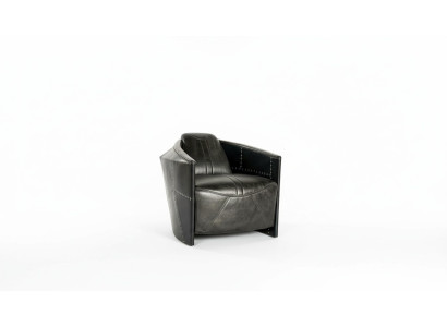 Aircraft Vintage Leather Armchair Black Genuine Leather Retro Armchair Design