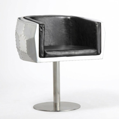 Chair chairs leather aluminum design furniture dining room armchair aviator genuine leather