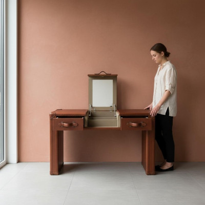 Dressing table hairdressing table cosmetic table dresser stool vintage leather suitcase new