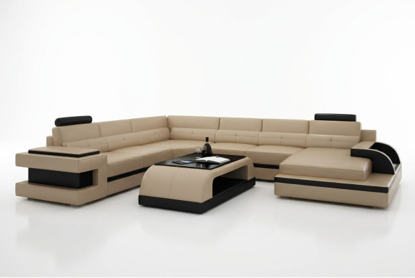 Corner sofa couch sofa LED living area upholstered suite USB illuminated suite