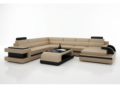 Corner sofa couch sofa LED living area upholstered suite USB illuminated suite