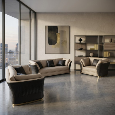 Leather sofa couch living landscape sofa suite design couches 3-2-1 seater