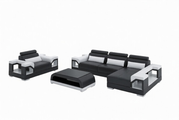 Living area corner sofa L-shape armchair set furnishing modern sofa leather couch new