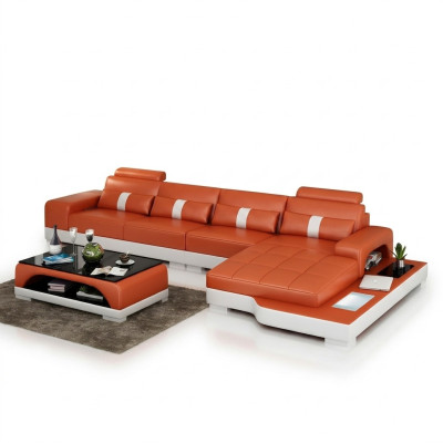 Leather sofa L-shape couch living landscape corner sofa set design modern sofa USB new