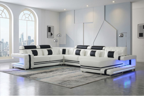 Corner sofa, U-shaped sofa, couch, upholstery, designer leather, large leather sofa, living landscape