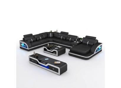 Corner sofa upholstery corner sofa U-shape coffee table sideboard leather sofa living landscape new